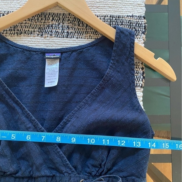 Patagonia Blue Black Stripe Island Hemp Crossover Dress - Picture 14 of 16